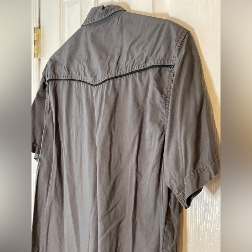 Black Jack Button Up Collared Cotton Shirt Size XL Gray Short Sleeve Pockets - Picture 8 of 12